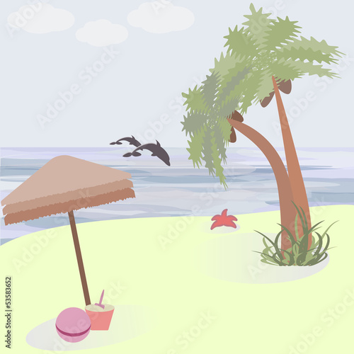 Vector background with ocean coastline