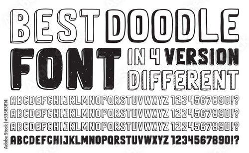 Hand drawn doodle font set