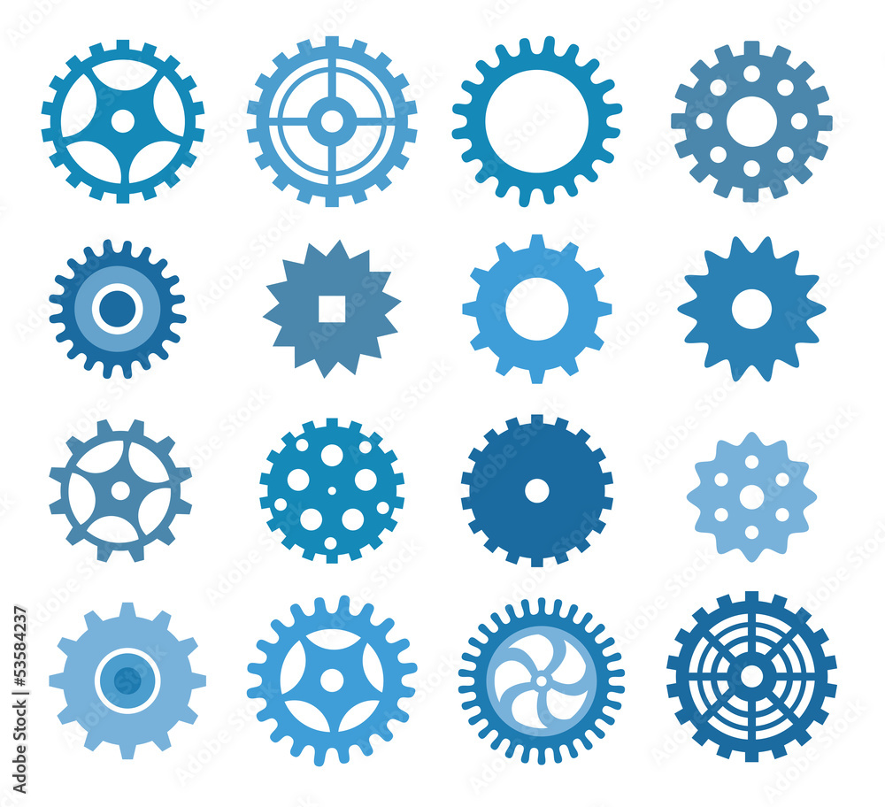 Simple vector tooth wheels (blue) Simple vector tooth wheels (blue)