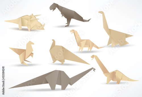 Origami dinosaurs (sepia tone)