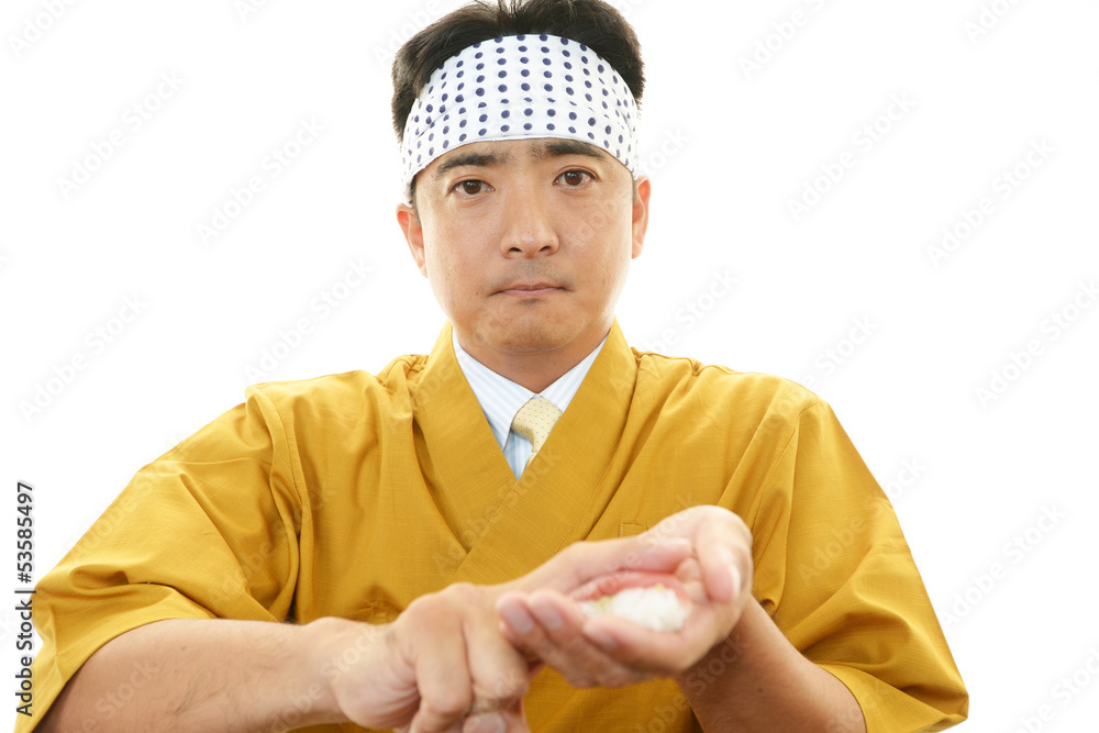 笑顔の寿司職人