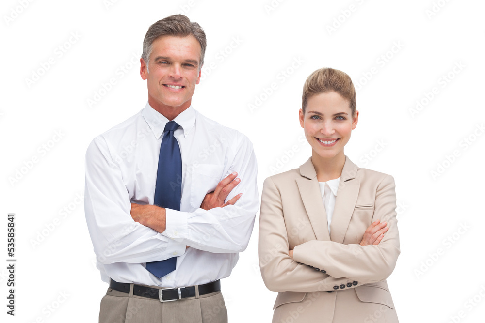Mature businessman standing with his coworker Mature businessman standing with his coworker