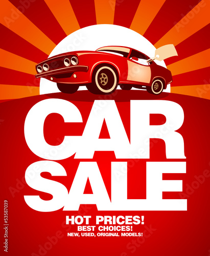 Car sale design template with retro car