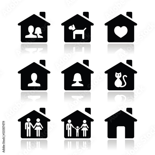 Home, family vector icons set