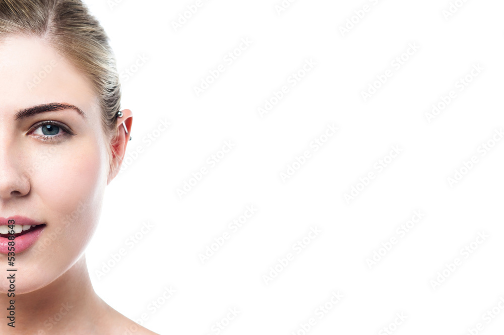 Obraz premium Young girl with a pierced ear