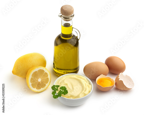 bowl of mayonnaise and ingredients
