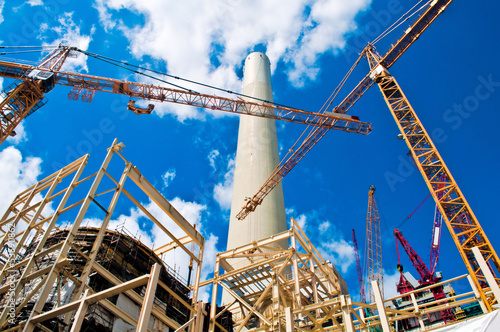 Power plant and cranes