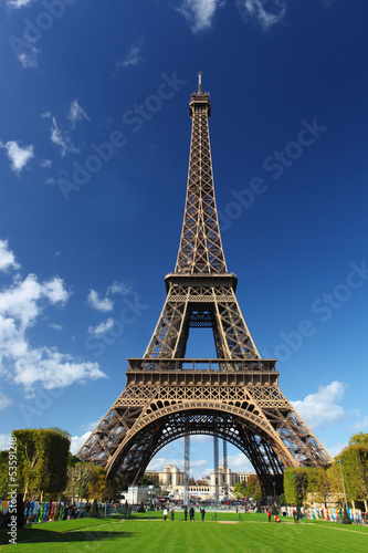 Eiffel Tower with city park in Paris, France