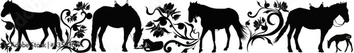 horse animal in a flower ornament