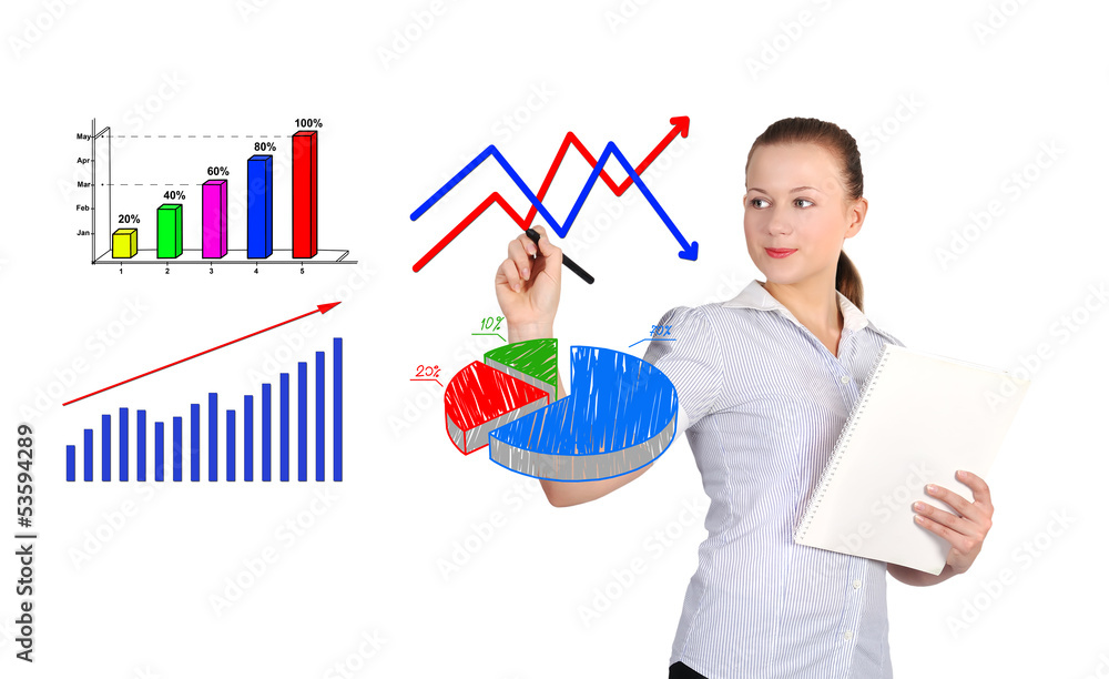 girl drawing a graph