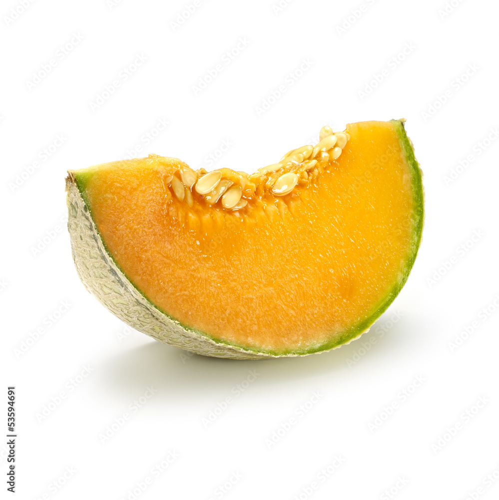 slice of melon isolated on white with shadow slice of melon isolated on white with shadow