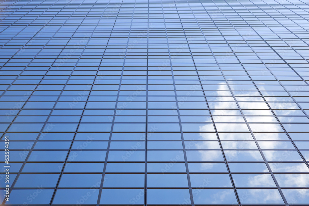 sky reflected in facade of Delftse Poort in Rotterdam sky reflected in facade of Delftse Poort in Rotterdam