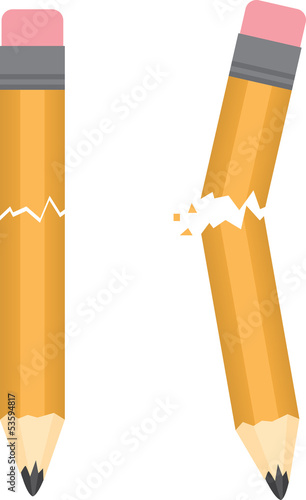 Pencil broken snapping in two