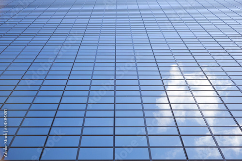 sky reflected in facade of Delftse Poort in Rotterdam