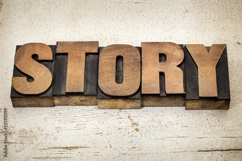 story word in wood type