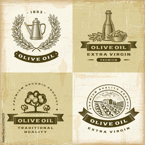 Vintage olive oil labels set