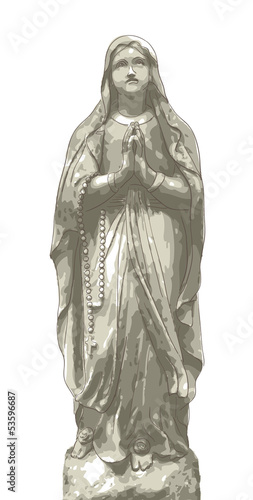 Statue Maria with beads.