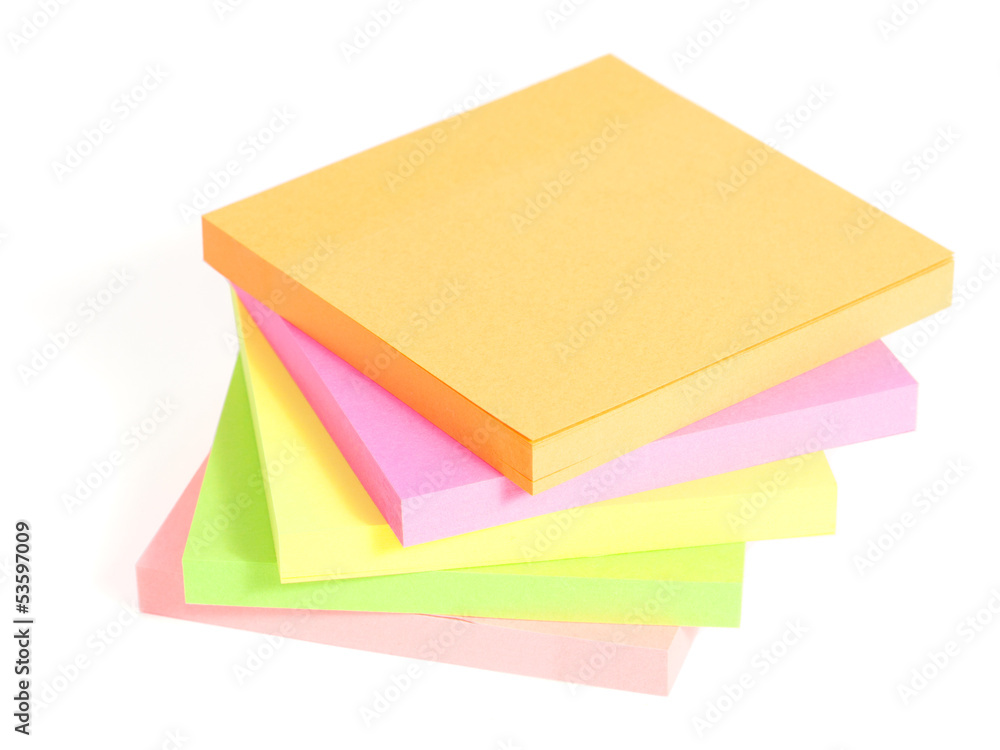Colored post-it are stacked on each other