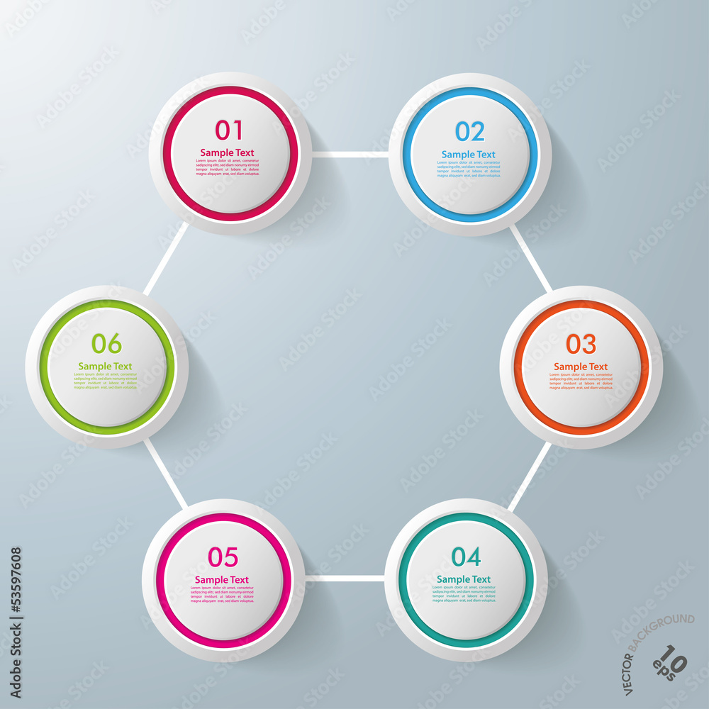 Six Circles Hexagon Infographic Design Six Circles Hexagon Infographic Design