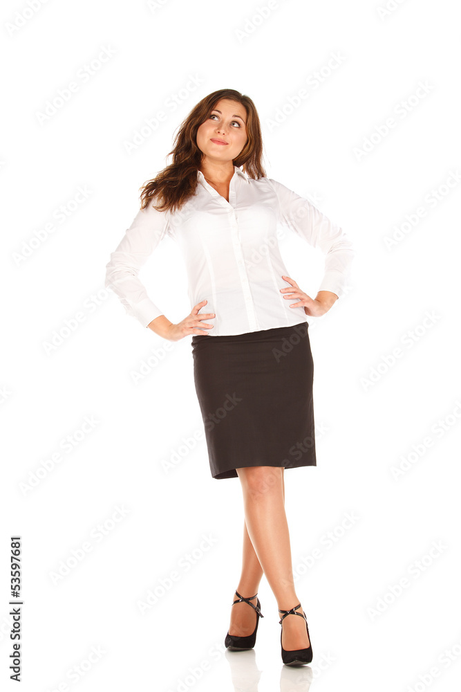 Charming young businesswoman isolated on white background Charming young businesswoman isolated on white background