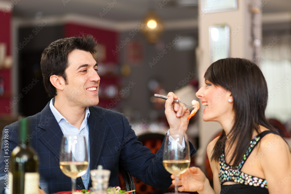 Couple having dinner at the restaurant