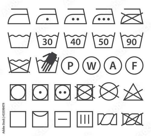 Set of washing symbols (Laundry icons)