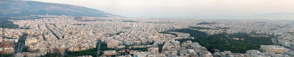 View of Athens at sunset from Lycabettus hill