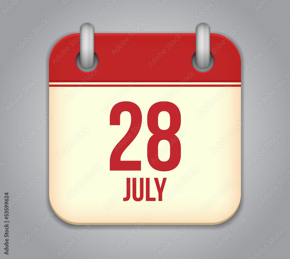 Vector calendar app icon 28 july Vector calendar app icon 28 july