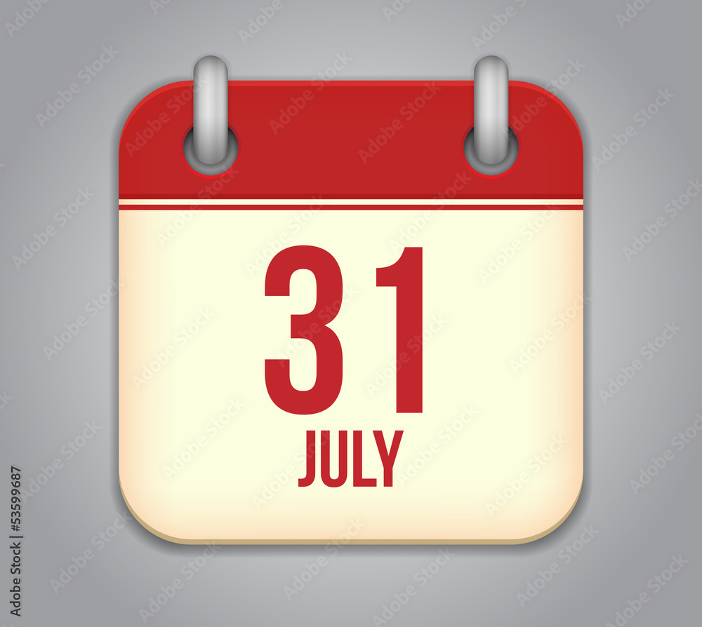 Vector calendar app icon 31 july Vector calendar app icon 31 july