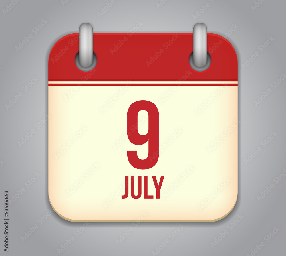 Vector calendar app icon 9 july Vector calendar app icon 9 july