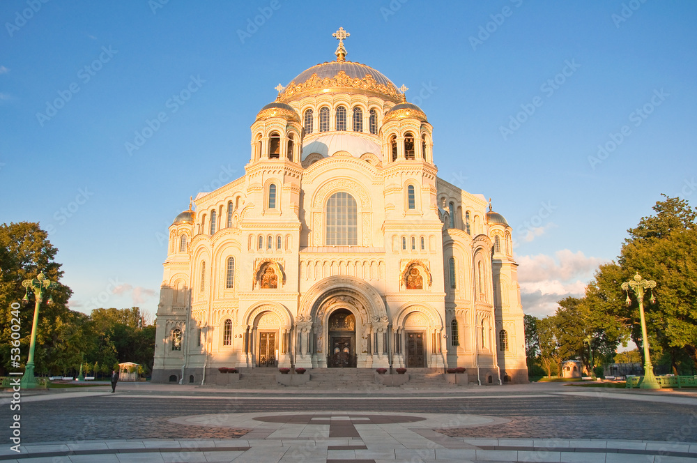 The Naval cathedral of Saint Nicholas in Kronstadt, Russia.