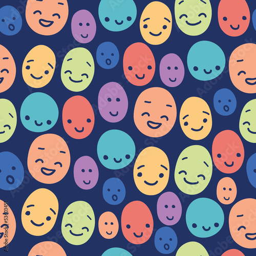 Vector funny faces seamless pattern background with hand drawn