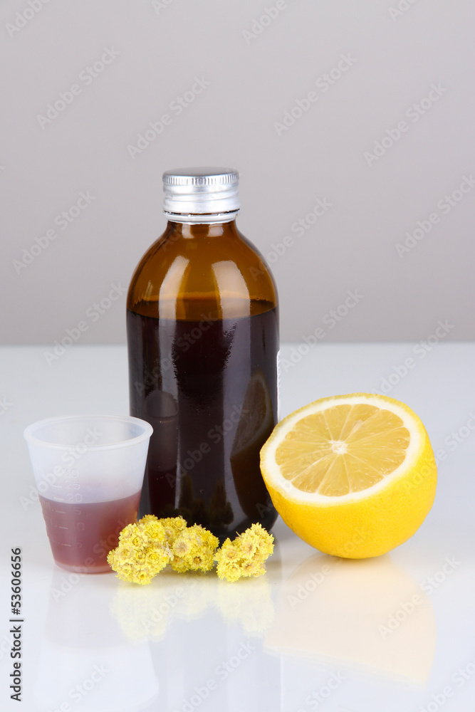 Cough syrup isolated on white Cough syrup isolated on white