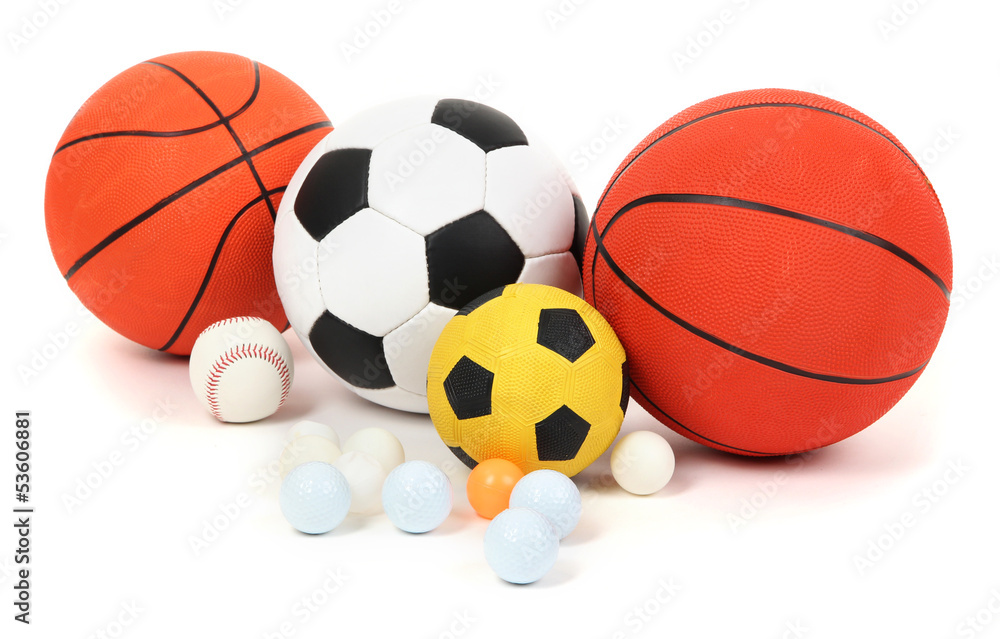 Different balls, isolated on white Different balls, isolated on white