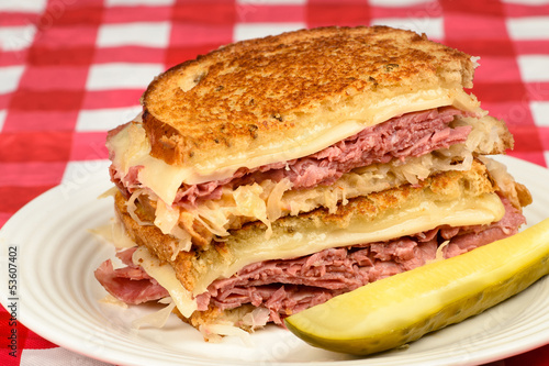 Corned Beef Reuben Sandwich - Fresh corned beef on grilled Rye w