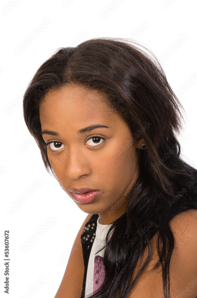 Pretty African American girl isolated