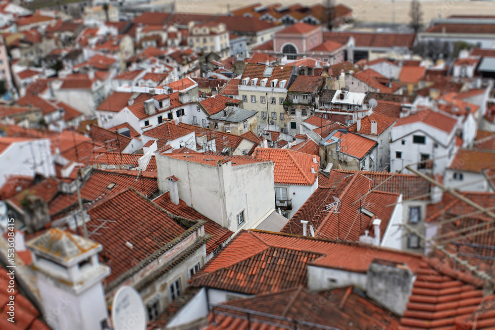 Red rooftops  of Lisbon, Portugal buildings