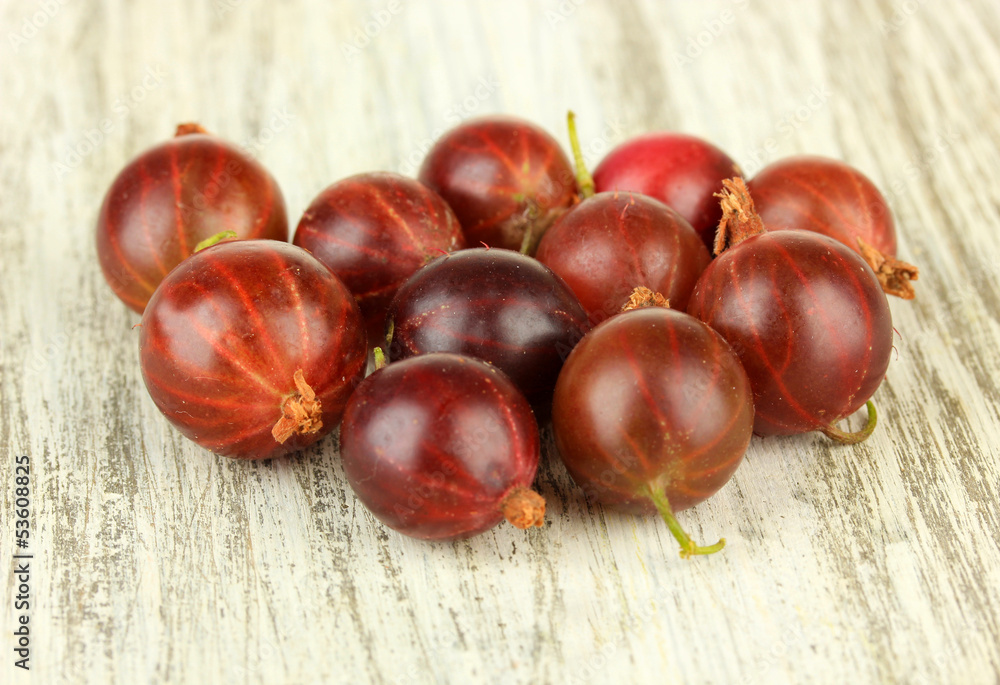 Fresh gooseberries on table close-up