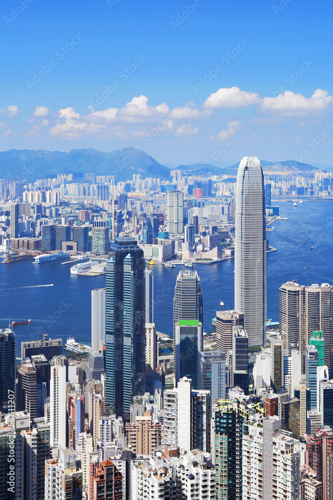 Naklejka premium Panoramę Hongkongu