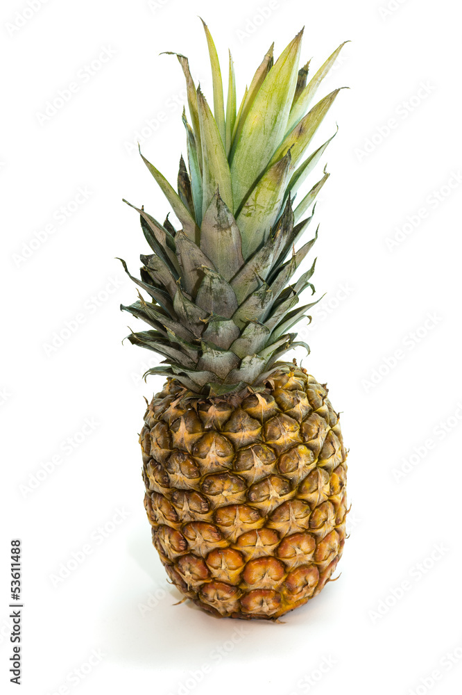 Over-ripe pineapple over white background Over-ripe pineapple over white background