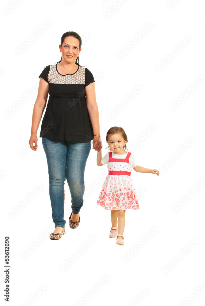 Mother with girl walking Mother with girl walking