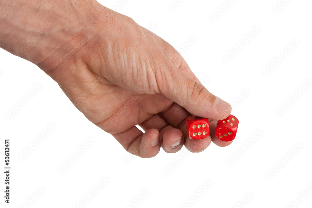 Hand holding red dices Hand holding red dices