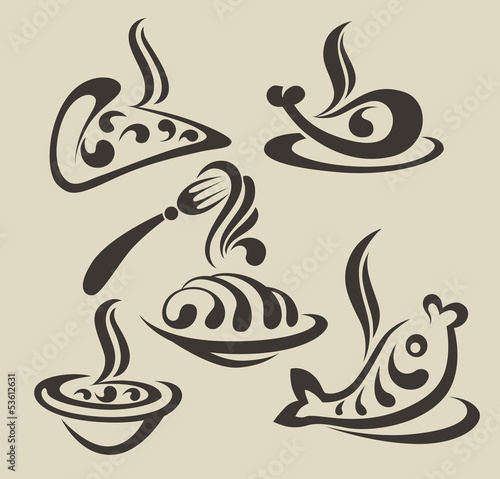 common Italian meal, vector collection of food symbols