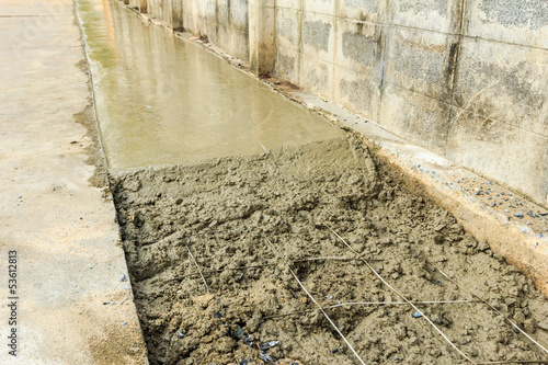 Obraz na płótnie under construction road with fresh cement