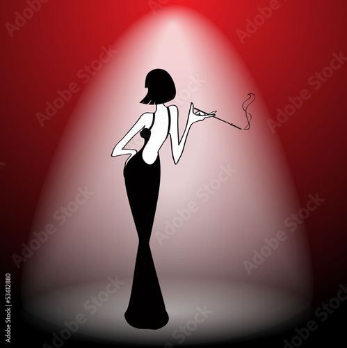 Abstract retro girl on scene