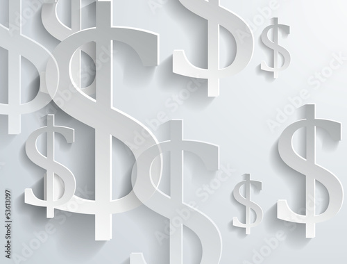 White dollar symbols on white background