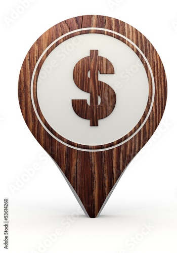 3d render of a natural Dollar sign on a set of wooden  markers