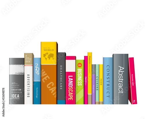 Row of colorful books, vector illustration