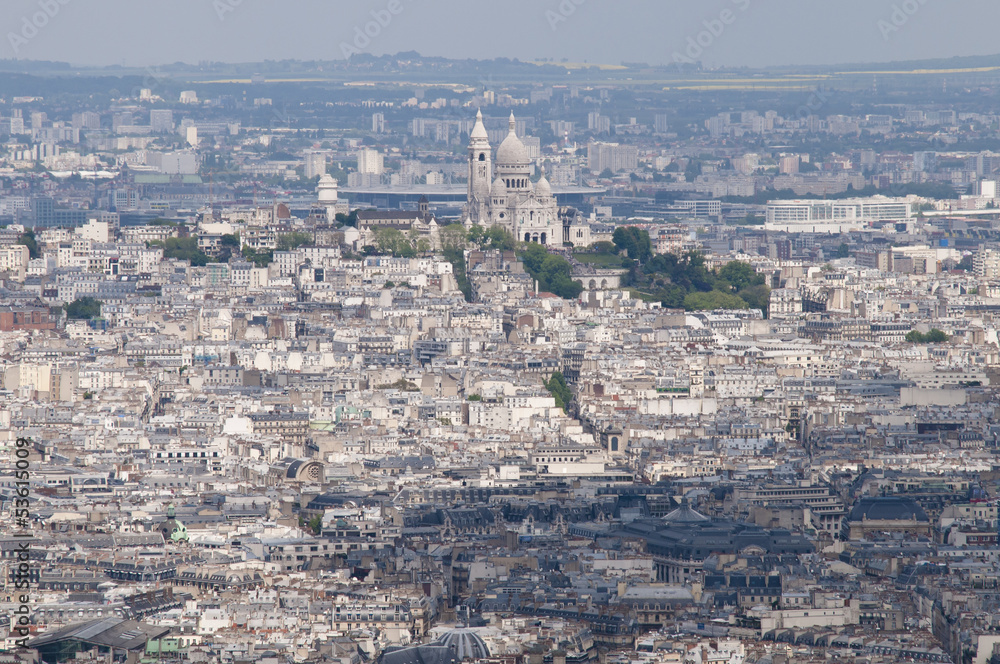 Paris von oben, Montmatre, Sacre Coeur, Frankreich, Luftaufnahme