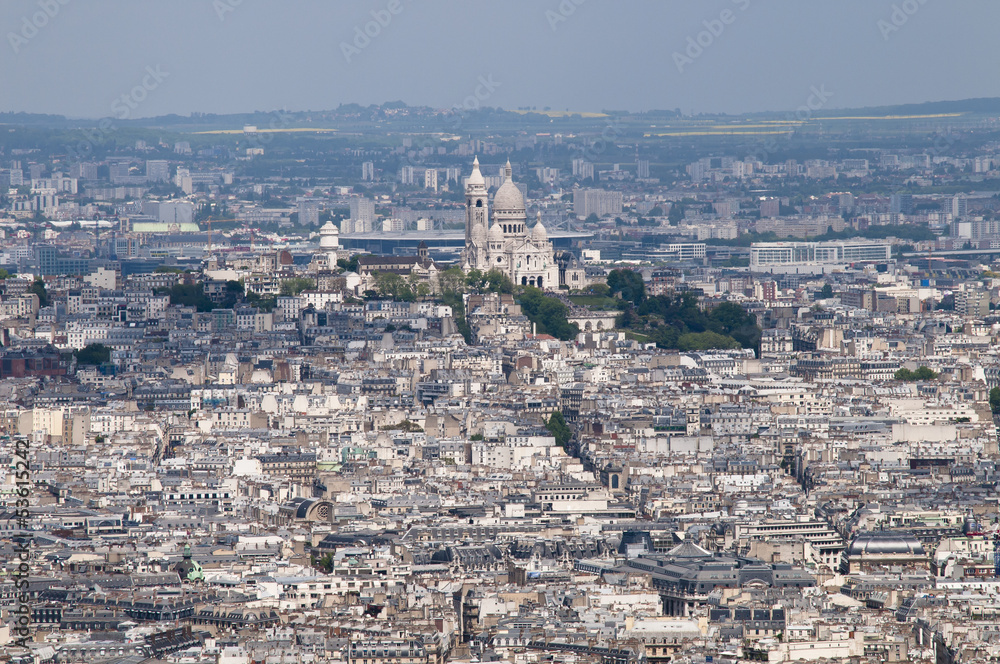 Paris von oben, Montmatre, Sacre Coeur, Frankreich, Luftaufnahme